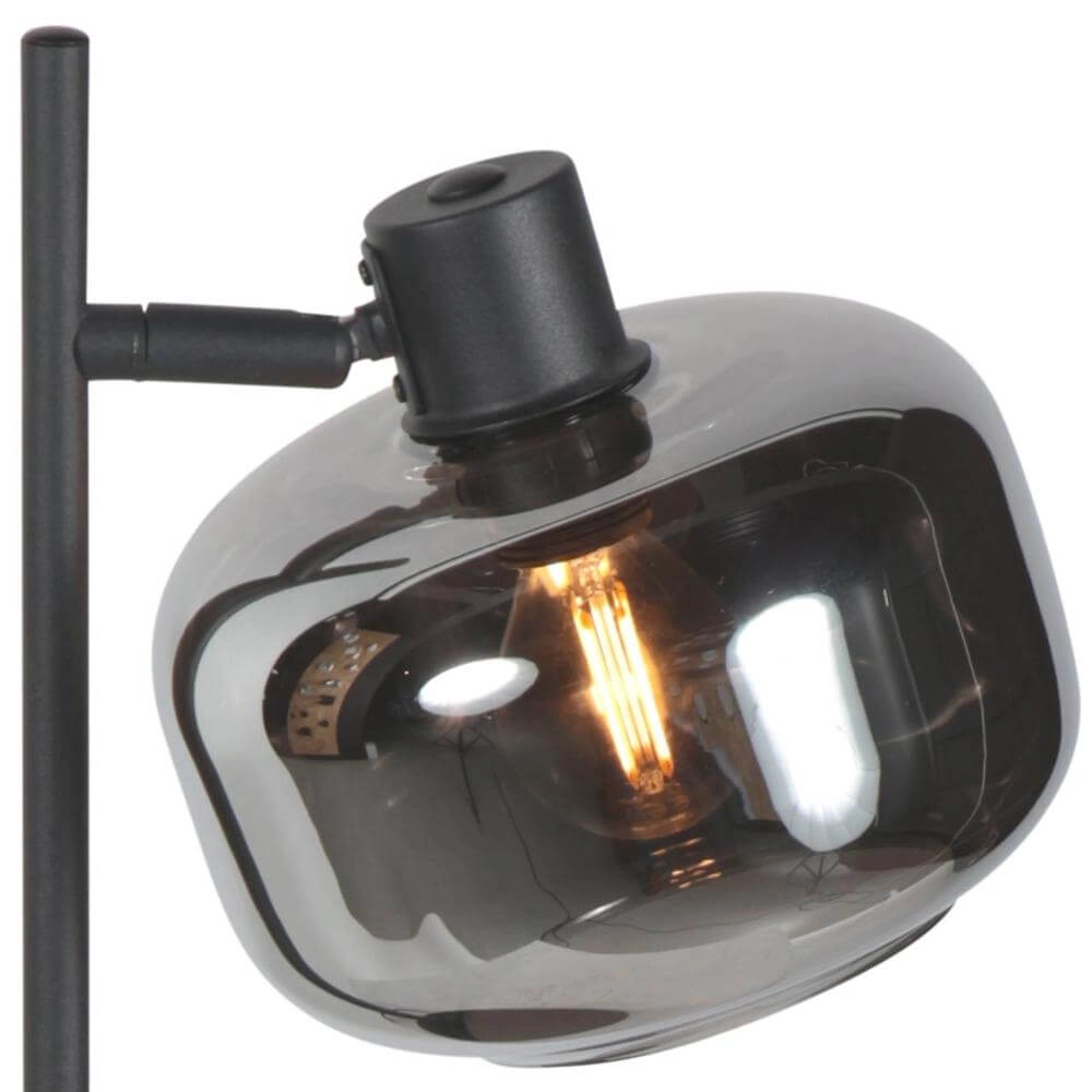 Schwarze Tischleuchte Tenebris mit Rauchglas Steinhauer 8712746178142