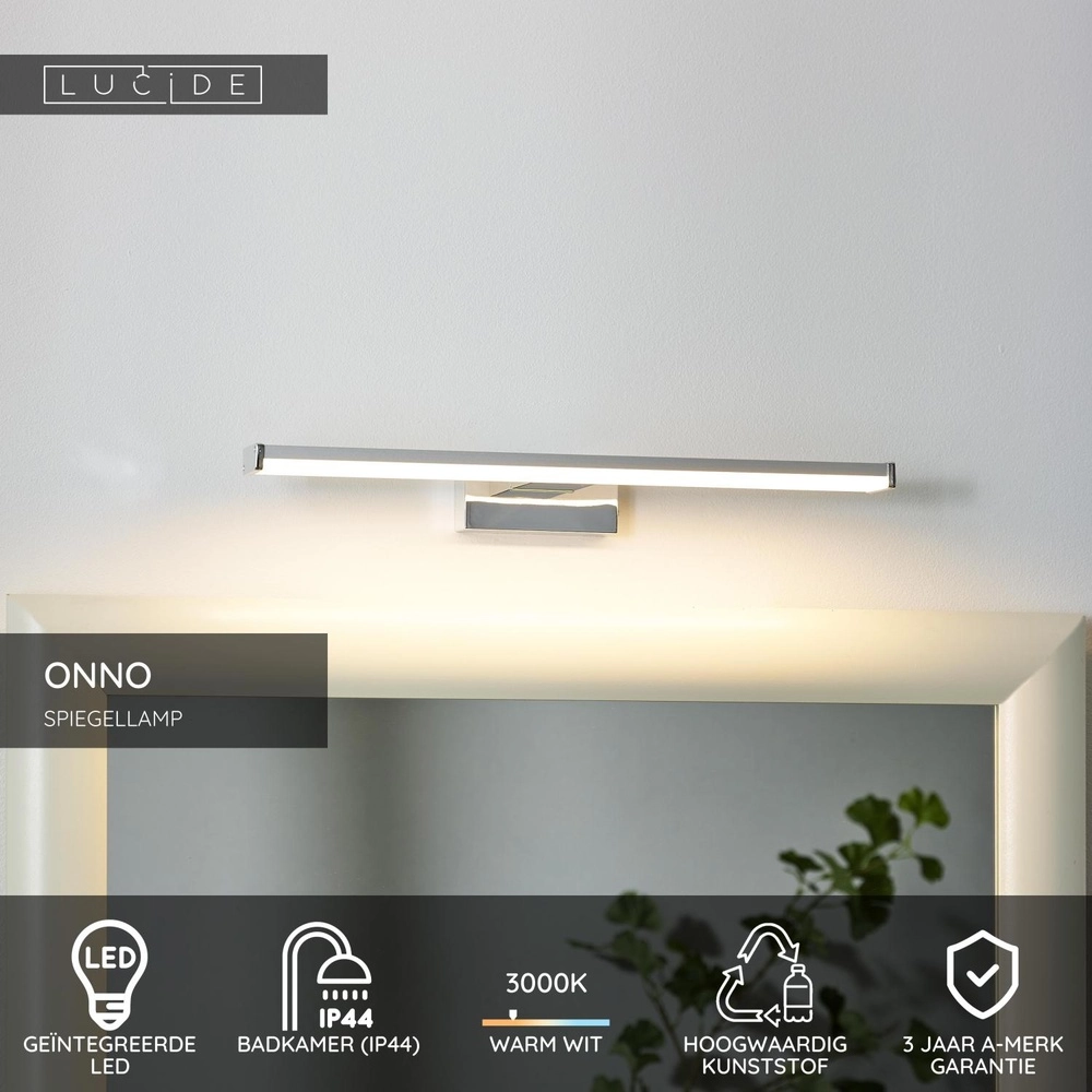 Spiegellampe Onno Badezimmer Chrom 40cm Lucide 5411212791443