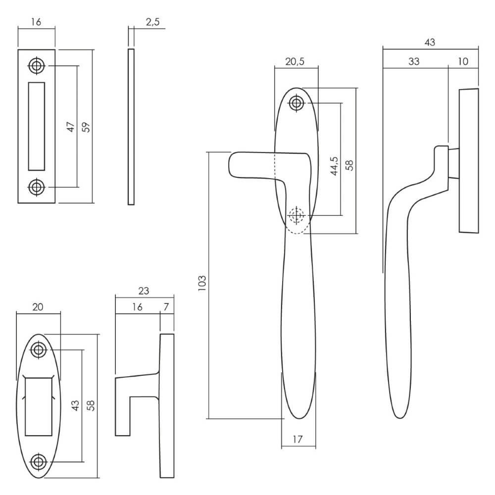 Schließen der Fenster Dudok rechts schwarz Intersteel 8714186508701