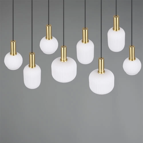 Hängelampe für das Esszimmer Diva 8-flammig – weißes Glas Trio 4017807614527