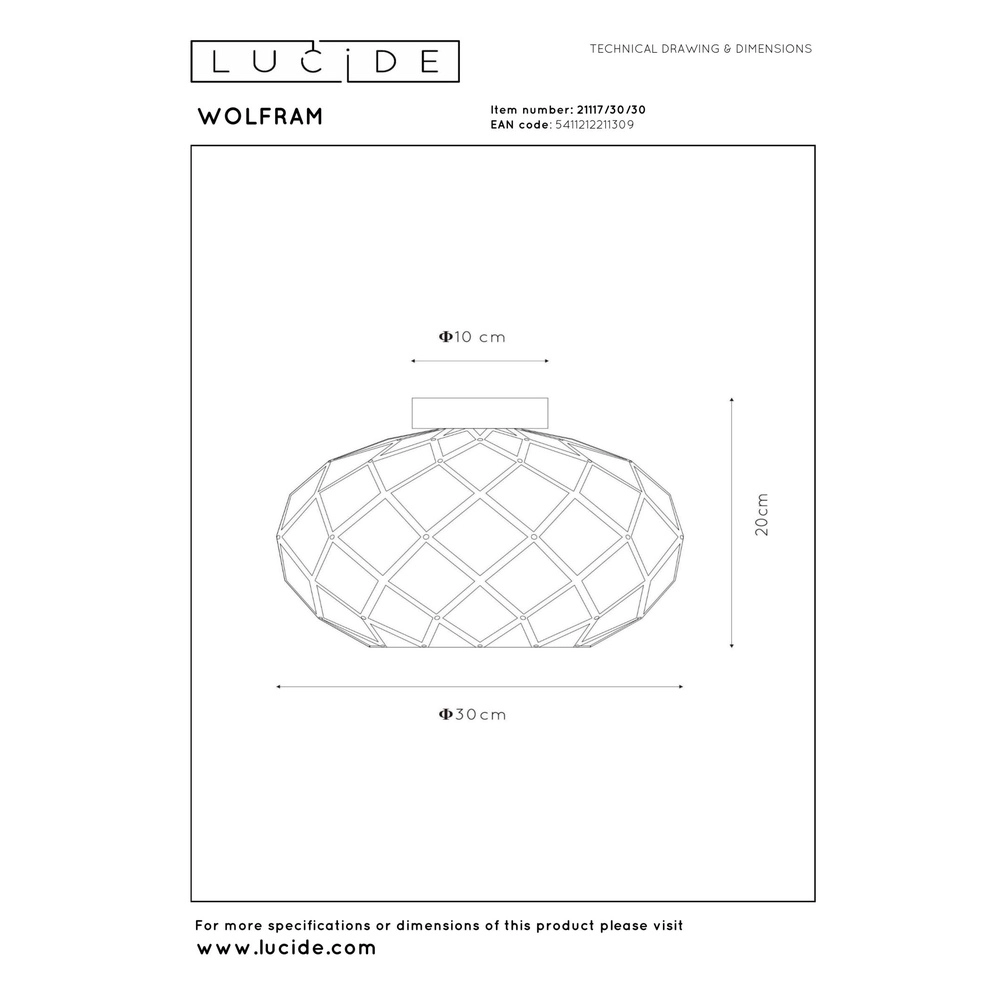 Deckenlampe Wolfram Schwarz Lucide 5411212211309