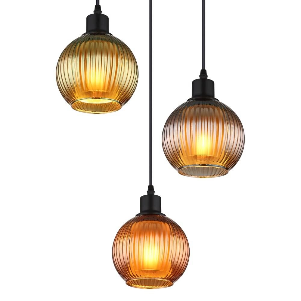 Runde Pendelleuchte Zumba farbiges Glas 3-flammig Ø 36cm Globo 9007371449828