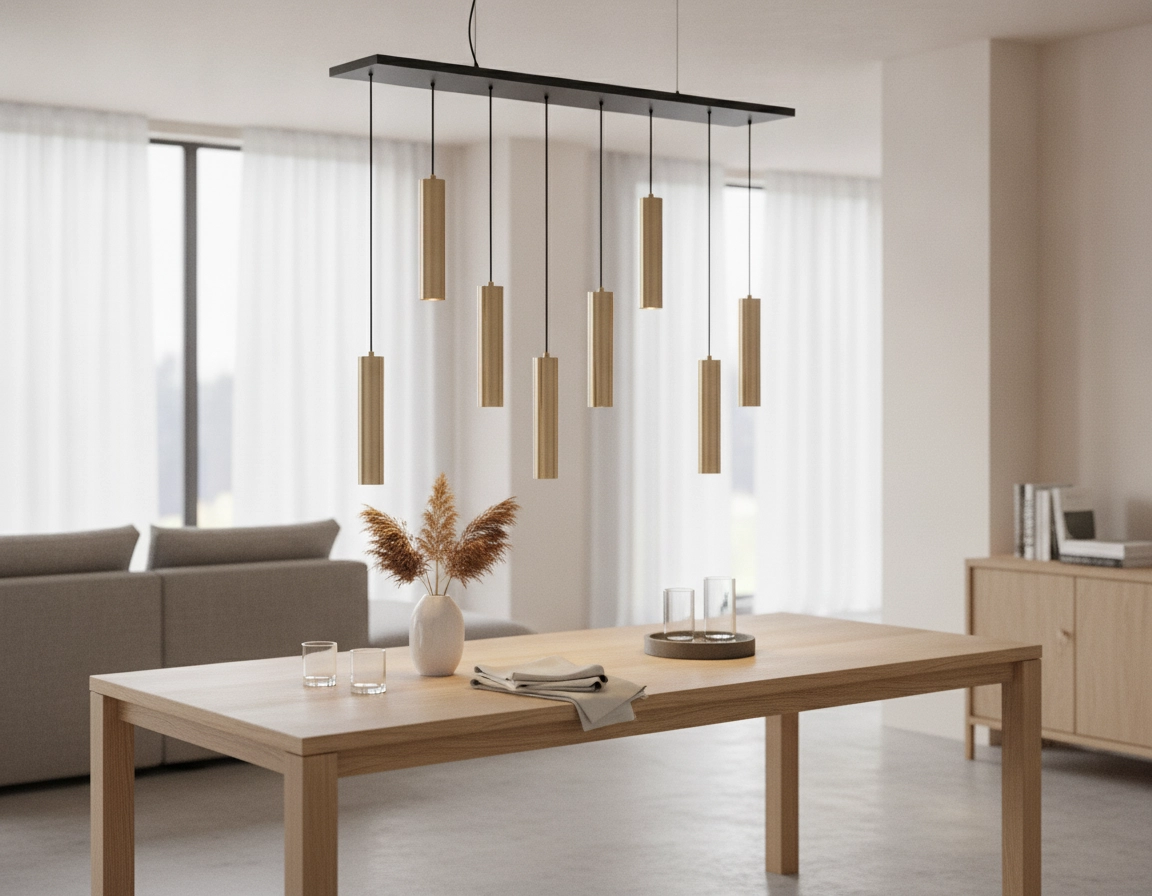 Hängelampe für das Esszimmer Perugia mattgold - 8x GU10