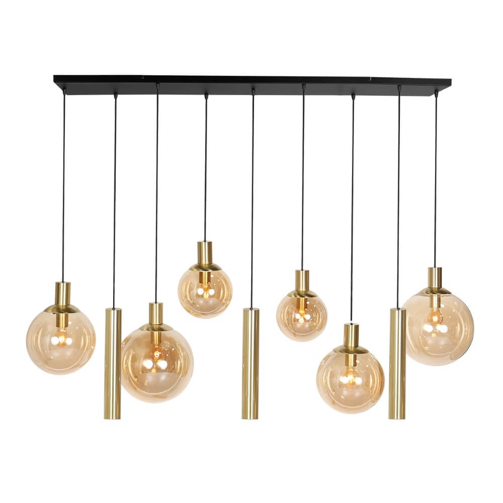 Esstisch-Hängelampe Bollique Gold mit bernsteinfarbenem Glas Steinhauer 8712746172980