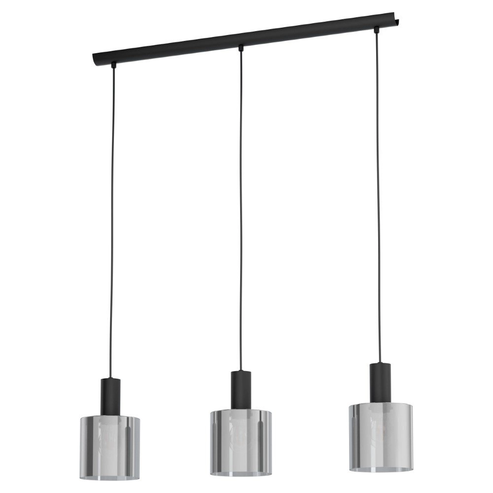 Pendelleuchte Gorosiba 3 Lichtschwarz mit Rauchglas