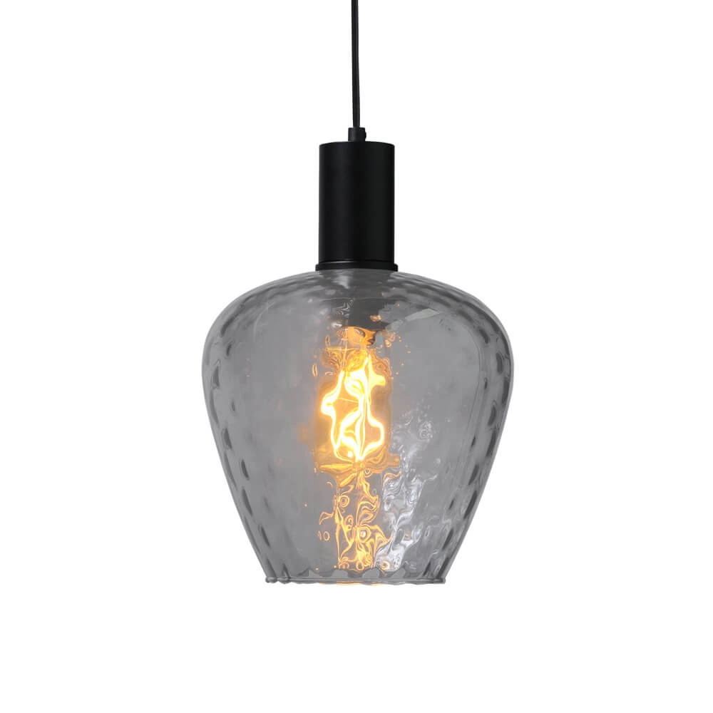 Hängelampe schwarz Porto mit Diamantrauchglas - Ø 21cm