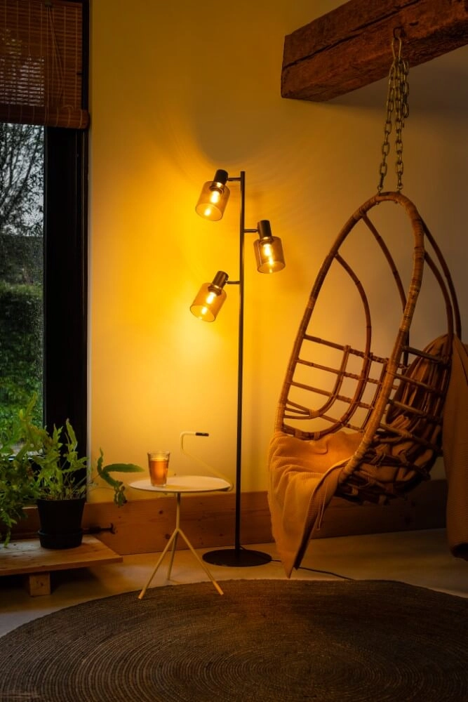 Stehleuchte aus Glas Sledge Glass 3-flammig schwarz mit goldenem Glas ETH 8720195302889