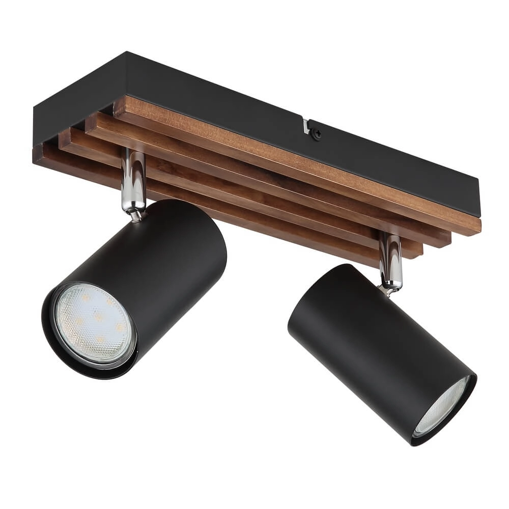 Deckenlampe Kayden Doppelzimmer schwarz mit Holz Globo 9007371528448