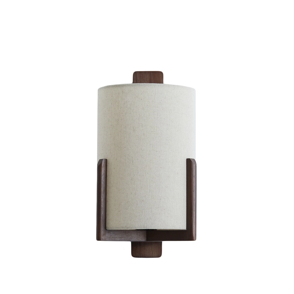 Wandlampe im dänischen Design Litto Walnussbraun mit Leinen