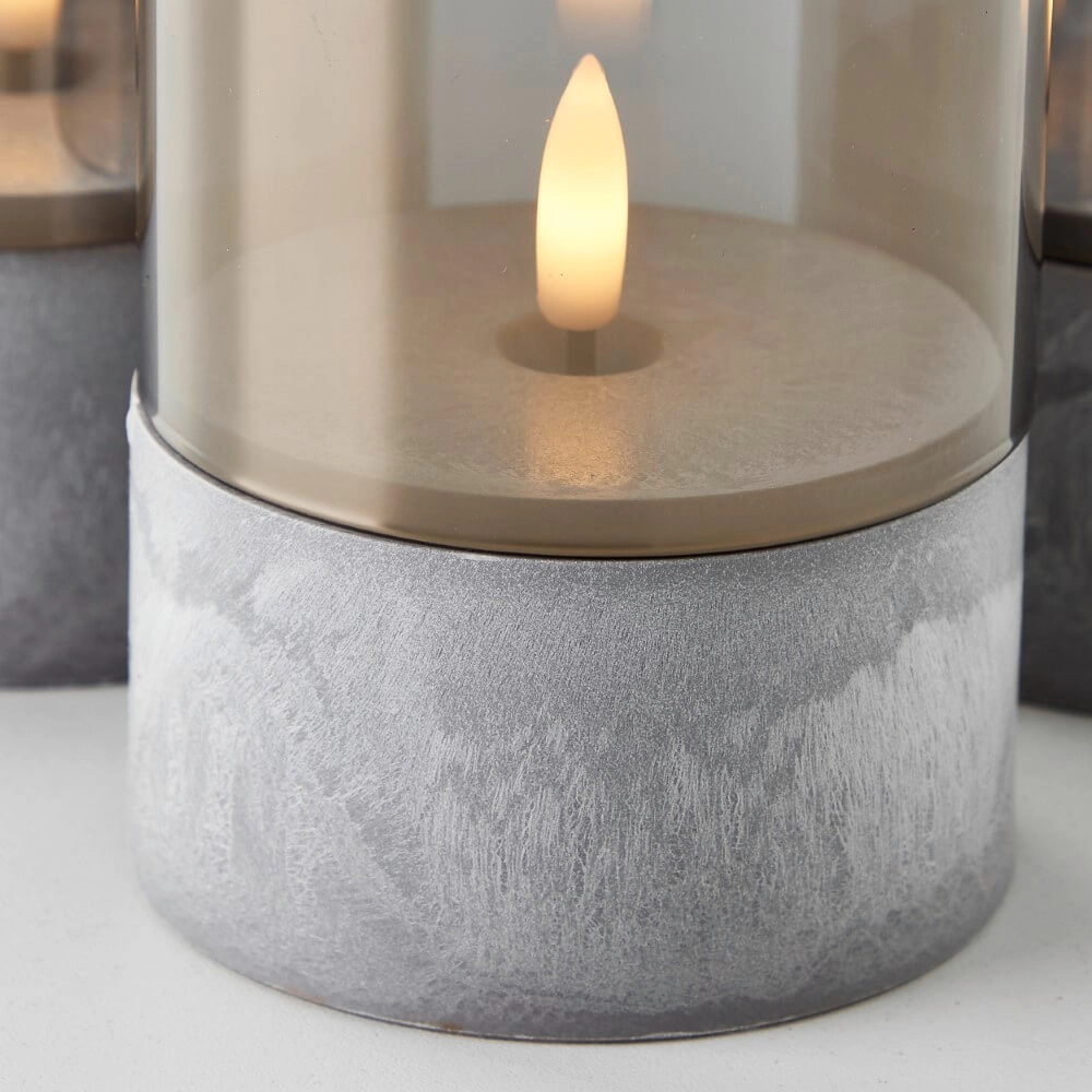 Set mit 3 Tischlampen Bougie Rauchglas Brilliant 4004353428326