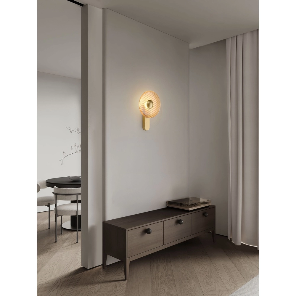 Design-Wandlampe Lavina Gold mit Bernsteinglas Ø 25 cm