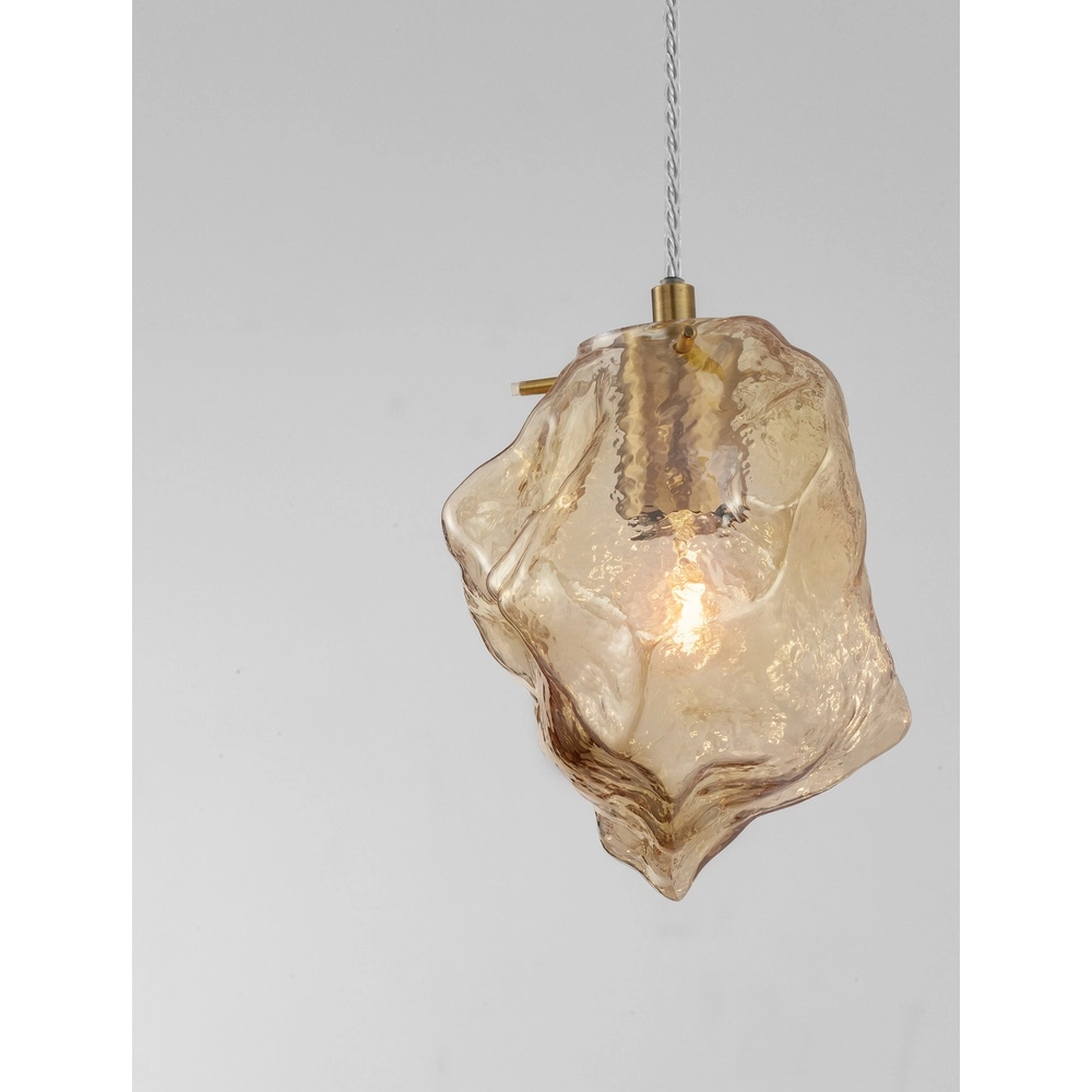 Pendelleuchte Odelle Gold mit Braunglas