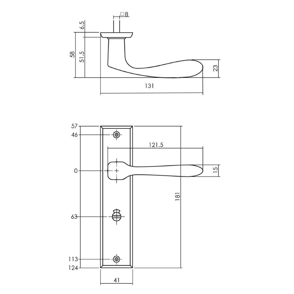 Türklinke Banaan WC-Verschluss 63/8 Messing getrommelt Intersteel 8714186485866