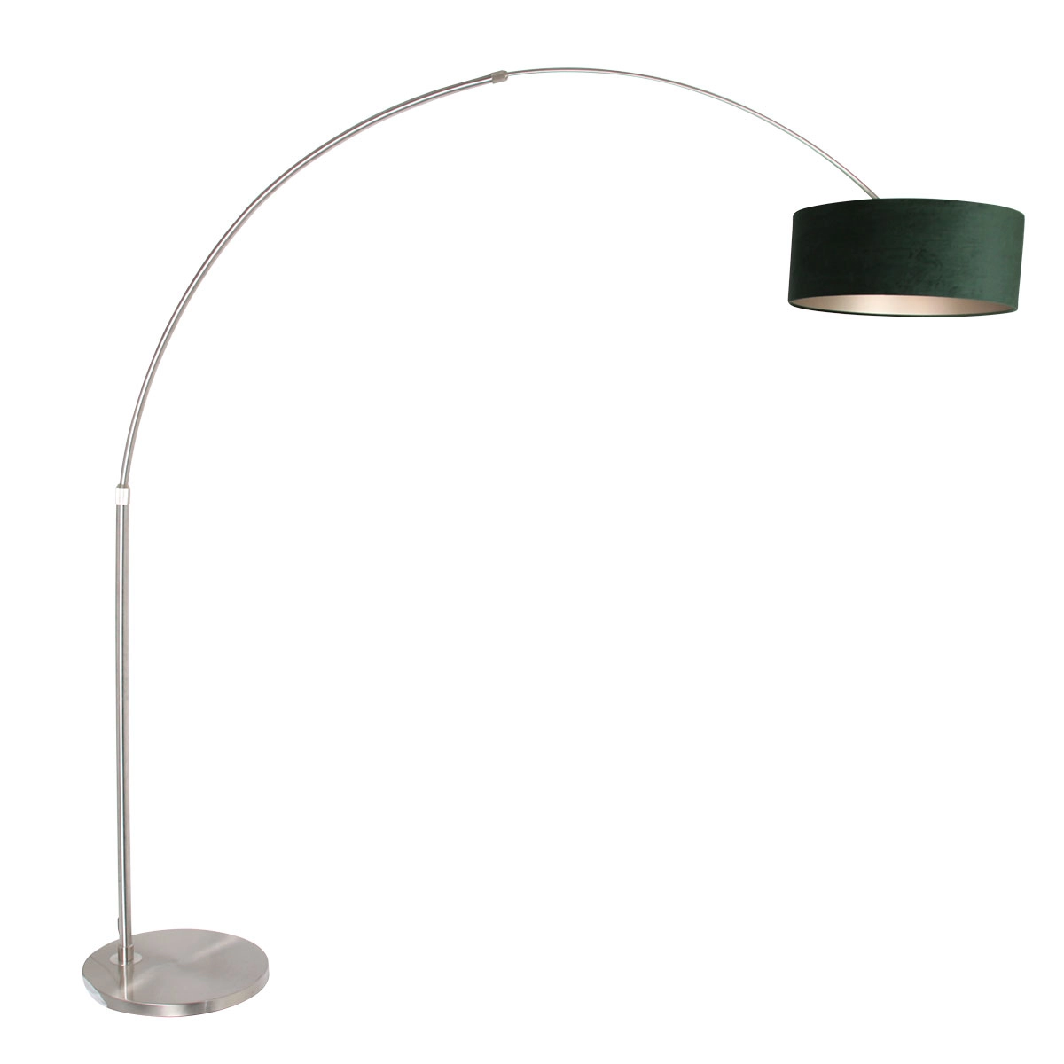 Bogenlampe Sparkled Edelstahl mit veloursgrüner Haube