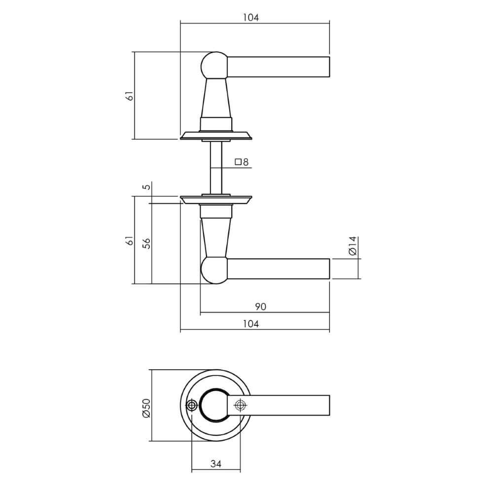 Türklinke Bol Runde Rosette schwarz Intersteel 8714186556894