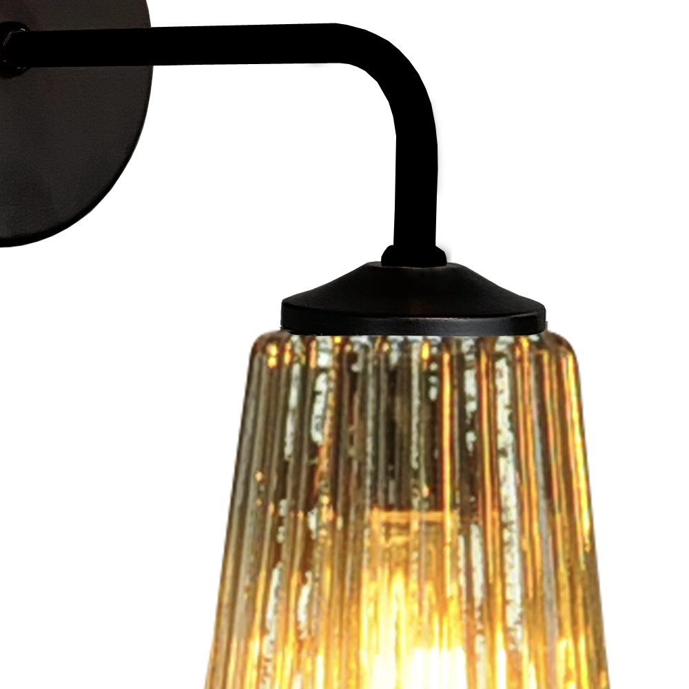 Wandleuchte schwarz Quinto mit gestreiftem Glas Masterlight 8718121249506
