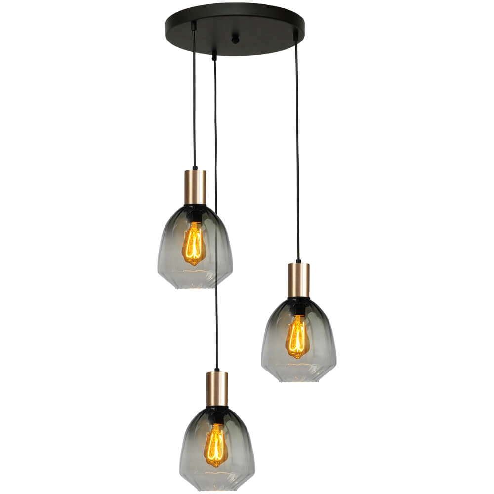 3-flammige Loft-Hängelampe - Gold - Porto mit grüner Nicolette-Brille