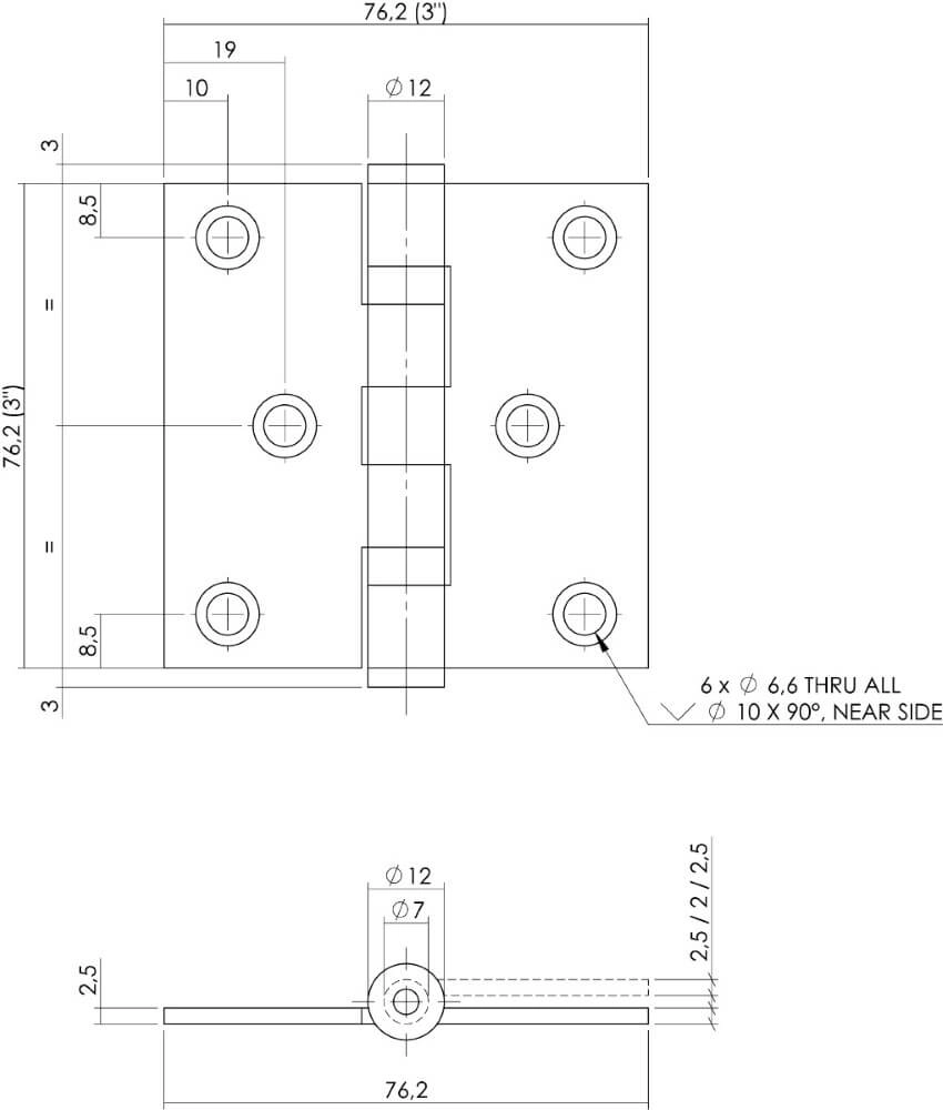 Kugelgelagertes Scharnier Rotura gerade bis 50kg schwarz Intersteel 8714186460733
