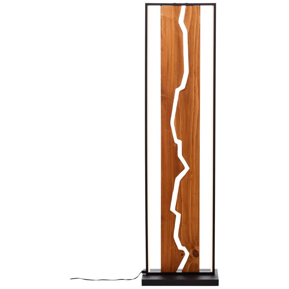 Designer-Stehleuchte Thunder schwarz mit Holz Brilliant 4004353435249