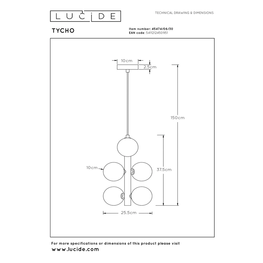 Pendellampe Tycho Schwarz Lucide 5411212450951