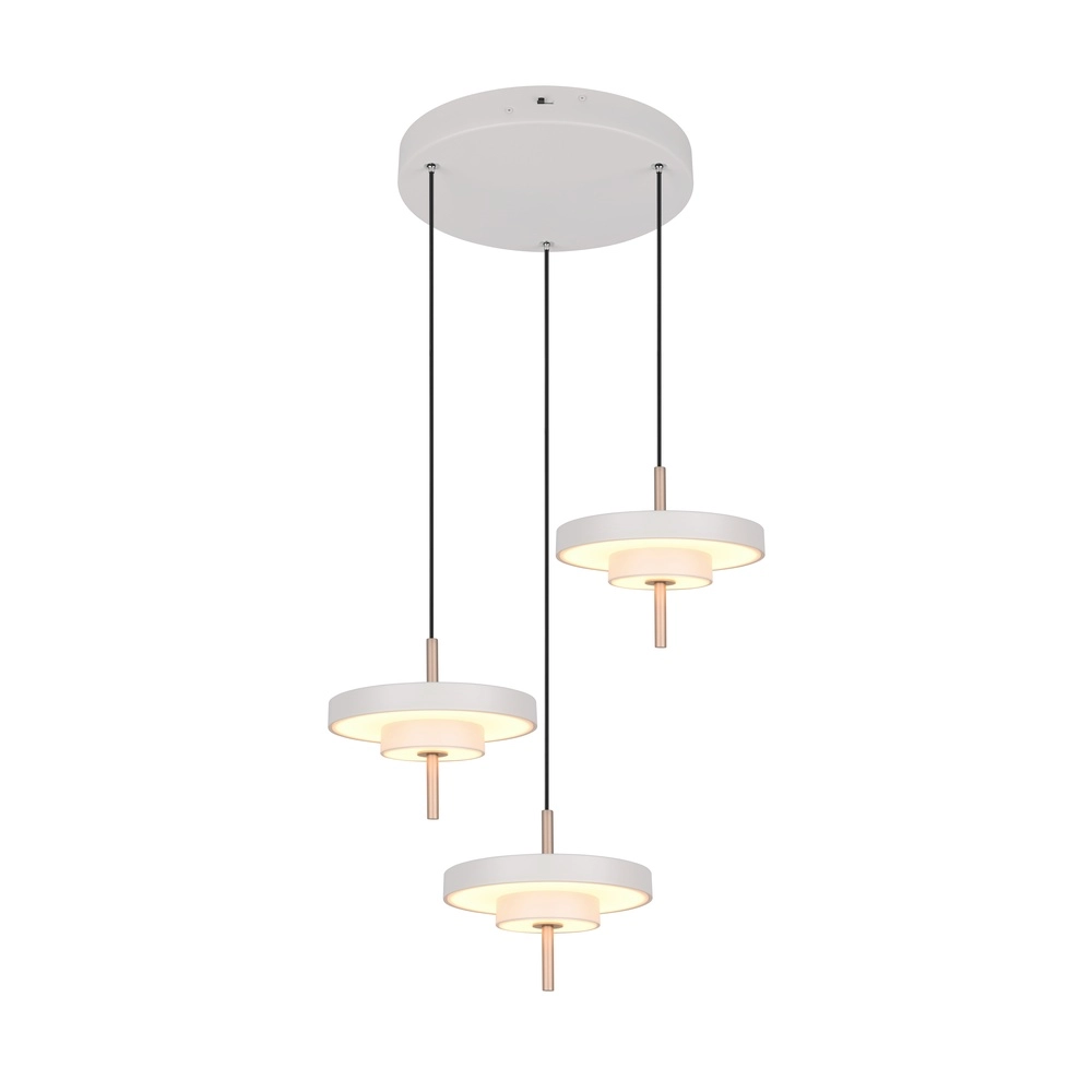 3-flammige Pendelleuchte Keaton Rund weiß Trio 4017807655407