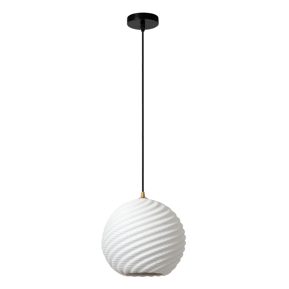 Design-Pendellampe Bina einzelne Ø 25 cm weiß