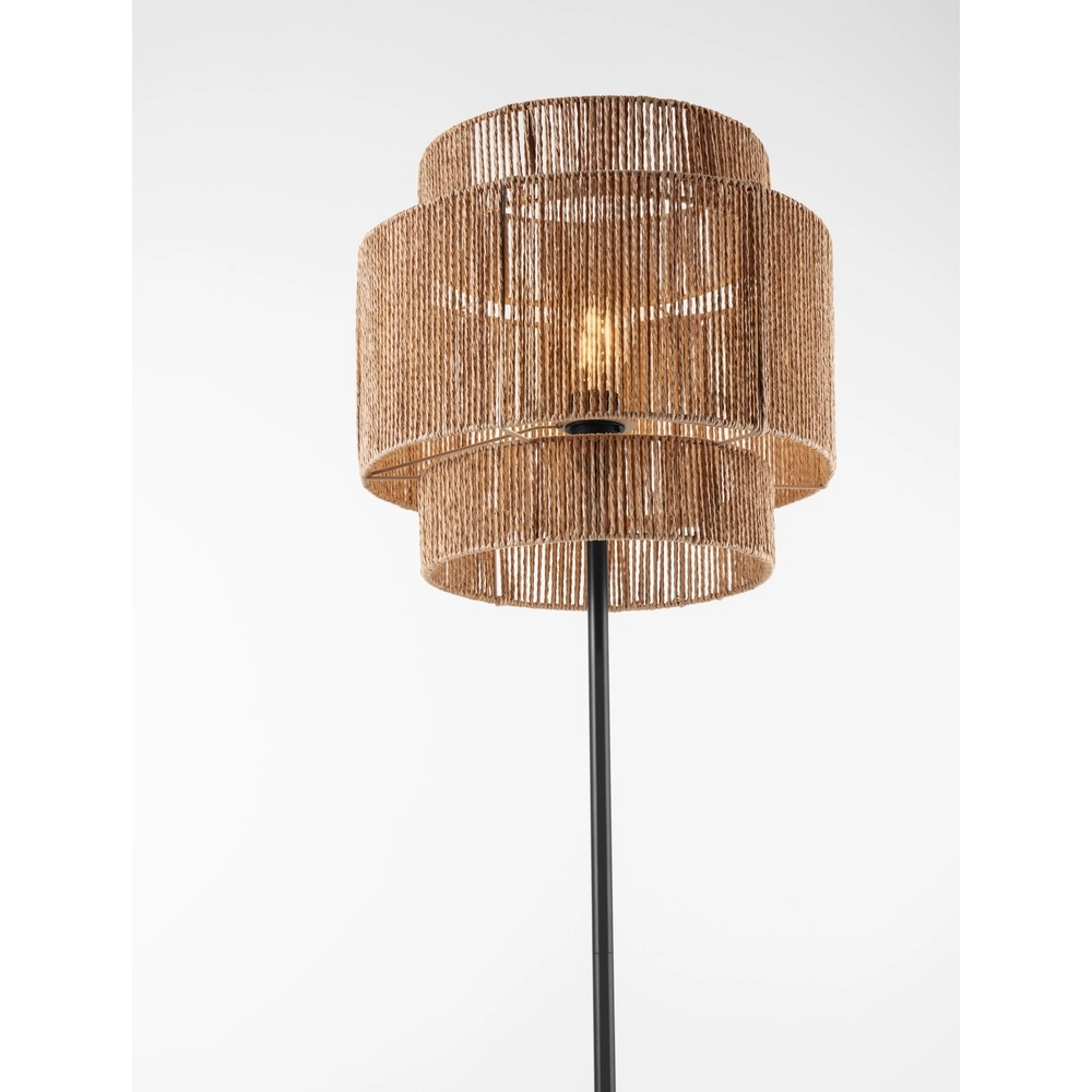 Stehlampe Lito Schwarz und Rattan Lyora 5212017454744