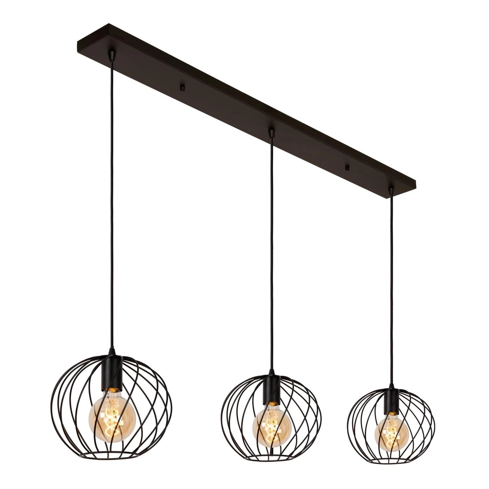 3-Licht Pendellampe Danza Schwarz Lucide 5411212211552