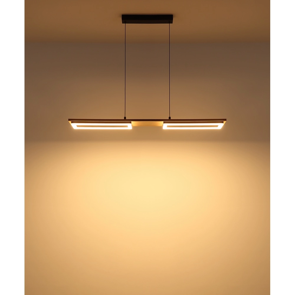 Design-Deckenlampe Bruce Schwarz mit Holz Globo 9007371592111