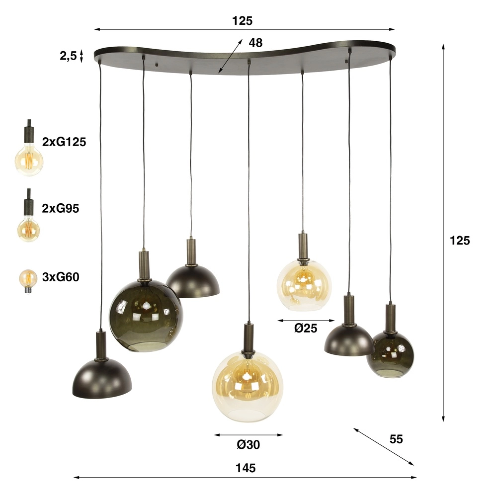Pendellampe Cluster mit gemischten Hauben Lyora 8716803511750
