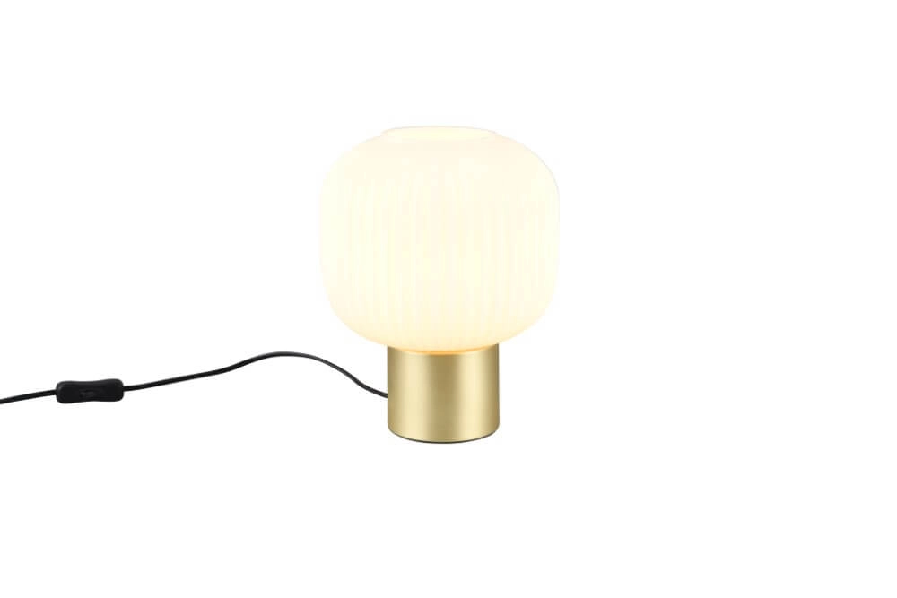 Trendige Tischlampe Diva Gold mit weißem Glas Trio 4017807614534