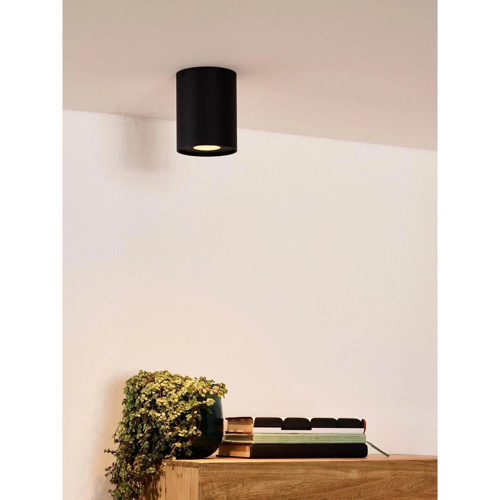 Oberflächenmontierter Deckenspot Tube schwarz Ø 9,6 cm Lucide 5411212221278