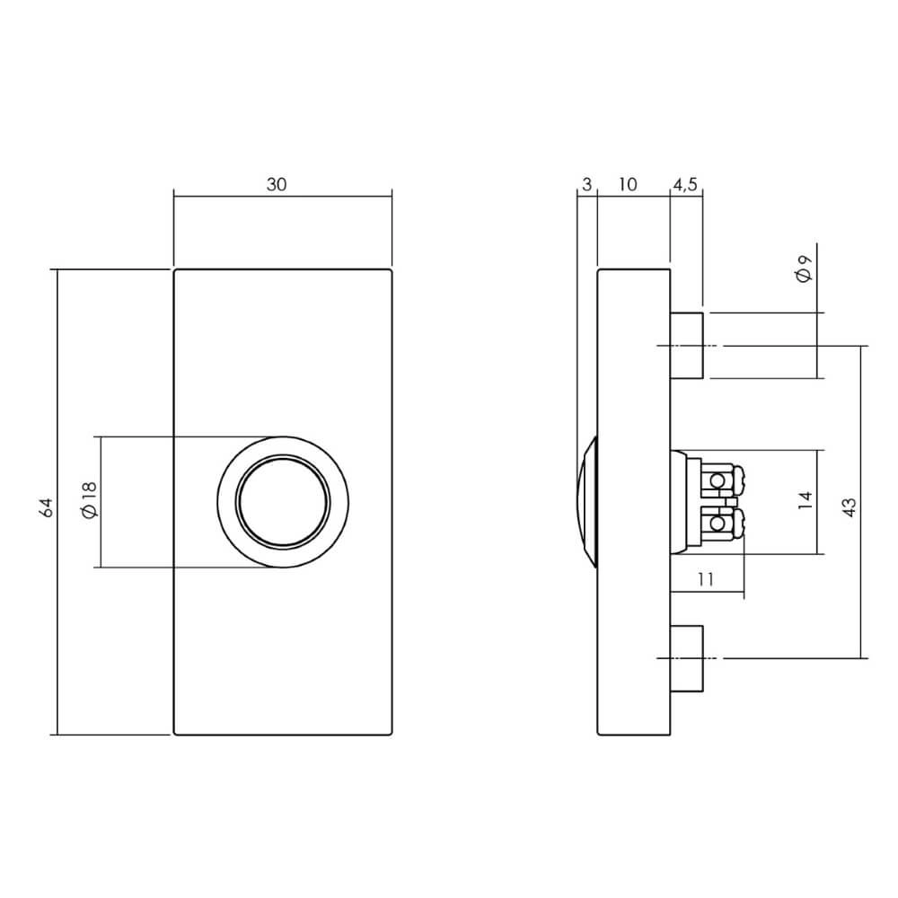 Rechteckige Türklingel Chimea Edelstahl/schwarz Intersteel 8714186498637