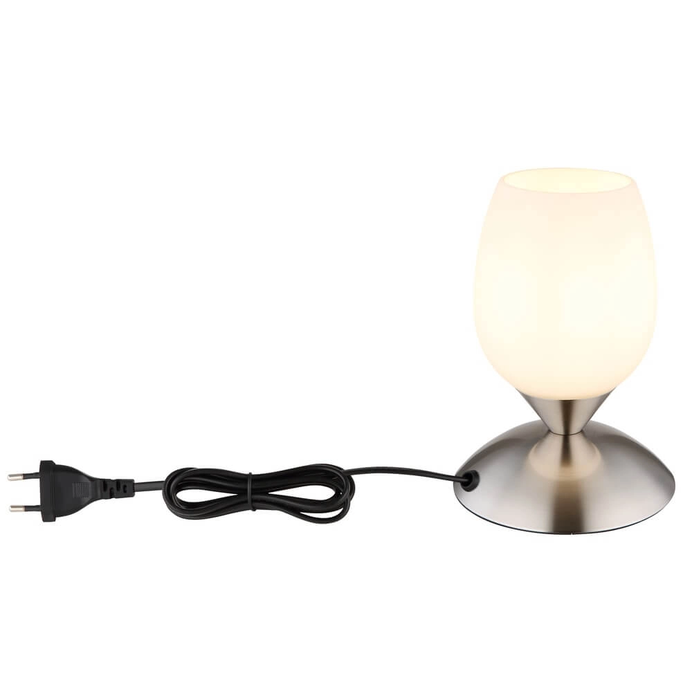 Tischlampe Kuwaita Nickel mit weißem Glas Globo 9007371446988