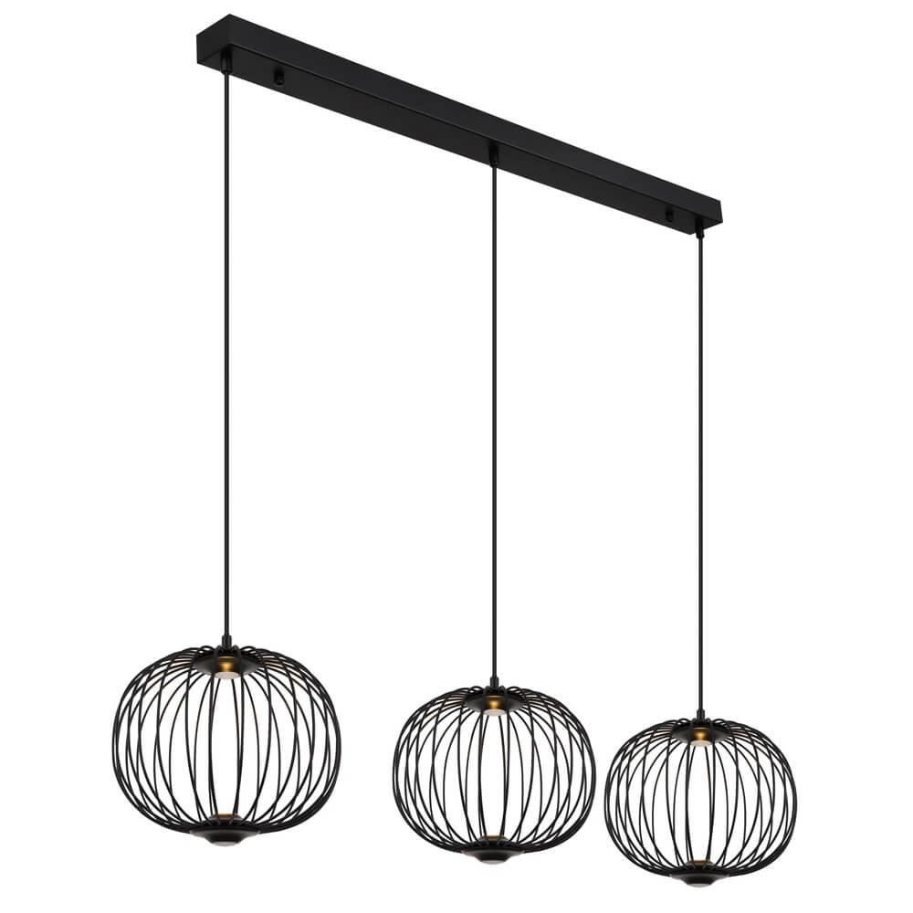 Schwarze Pendelleuchte Galway 3-Licht-Käfig Globo 9007371462339