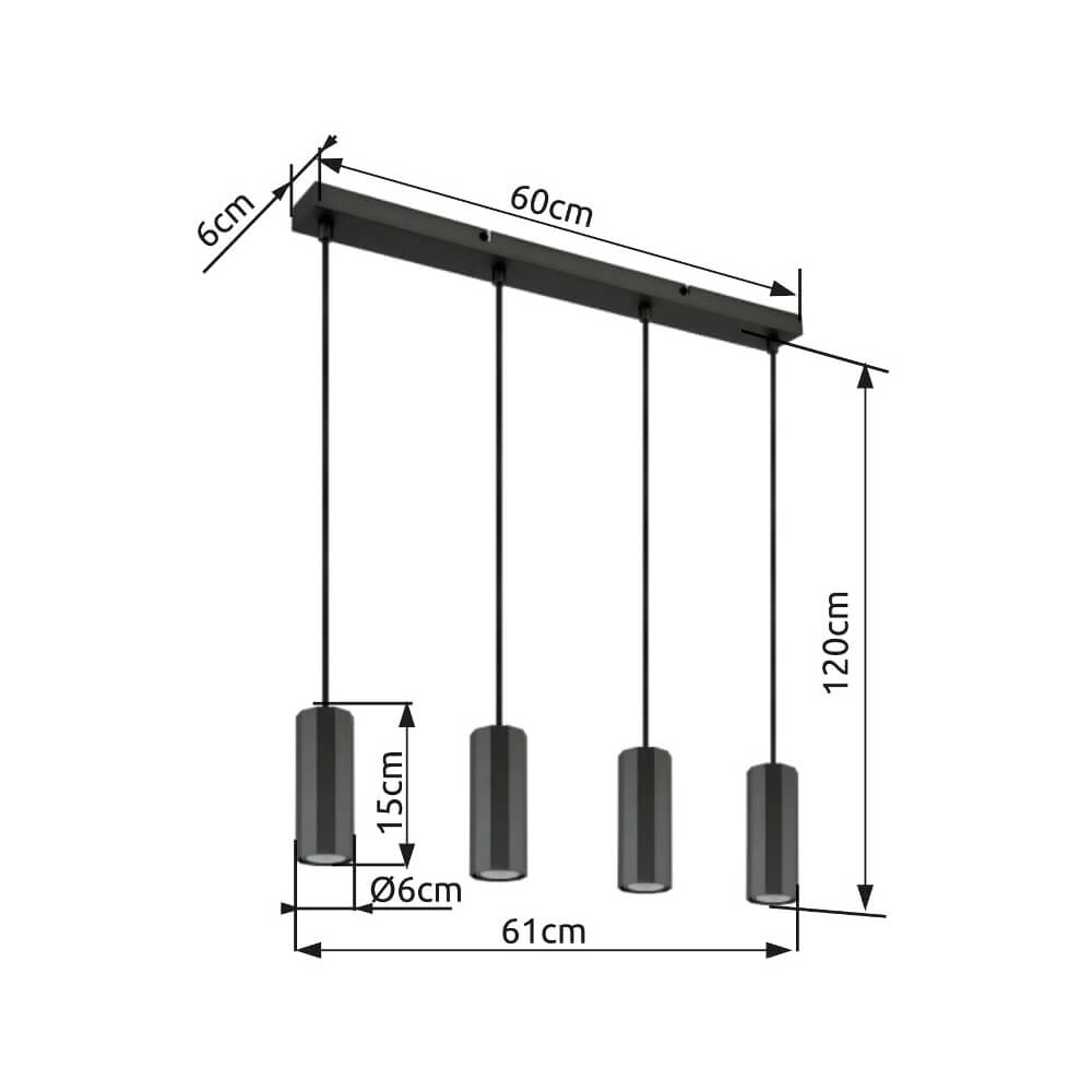 Graue Pendelleuchte James 4-flammig Globo 9007371456871