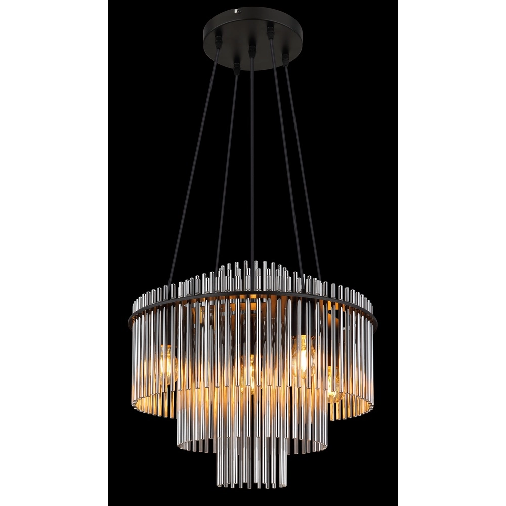 Pendellampe Ø 50cm Gorley Schwarz mit Rauchglasstäben Globo 9007371509133