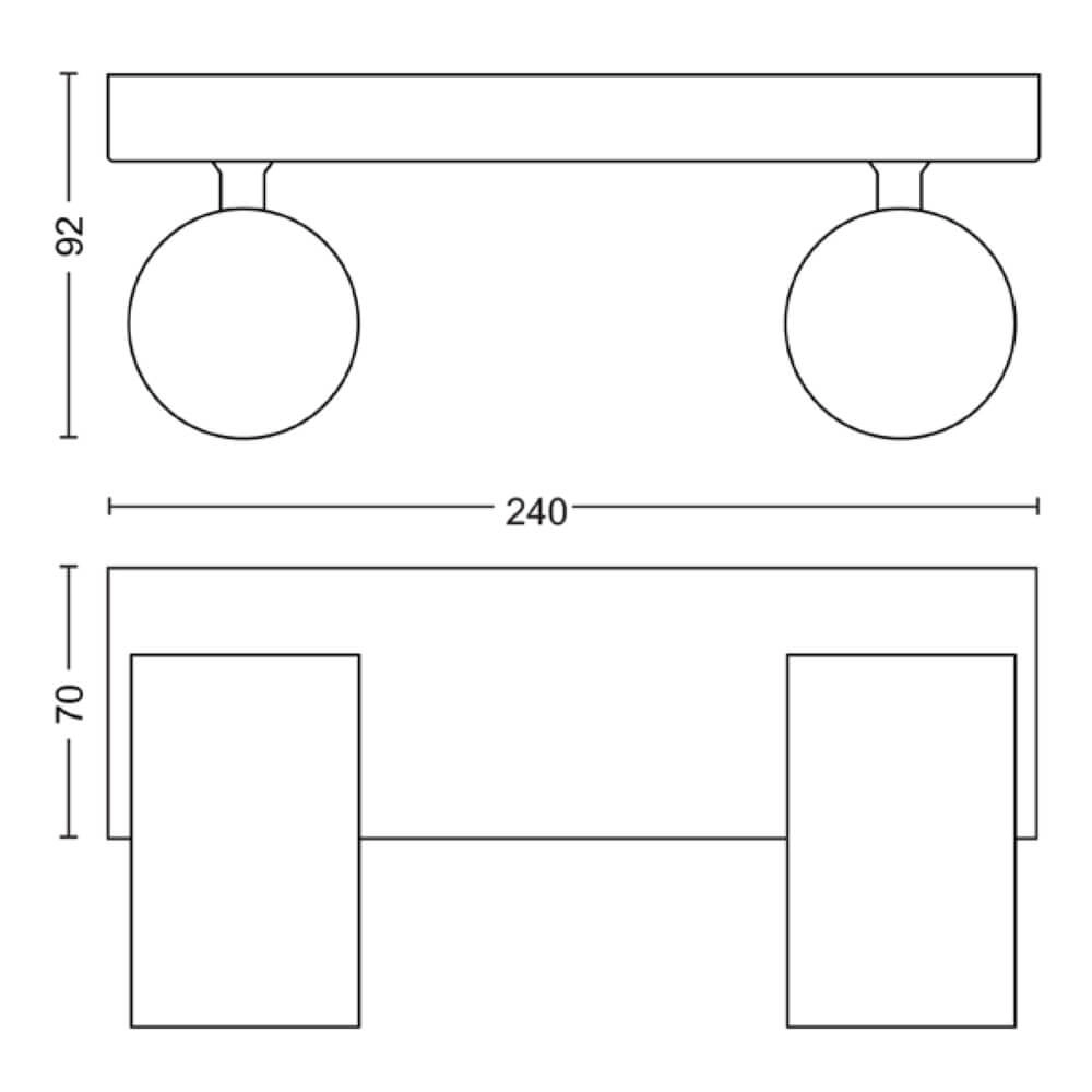Weißer Deckenstrahler Kosipo 2-flammig Philips 8719514435230