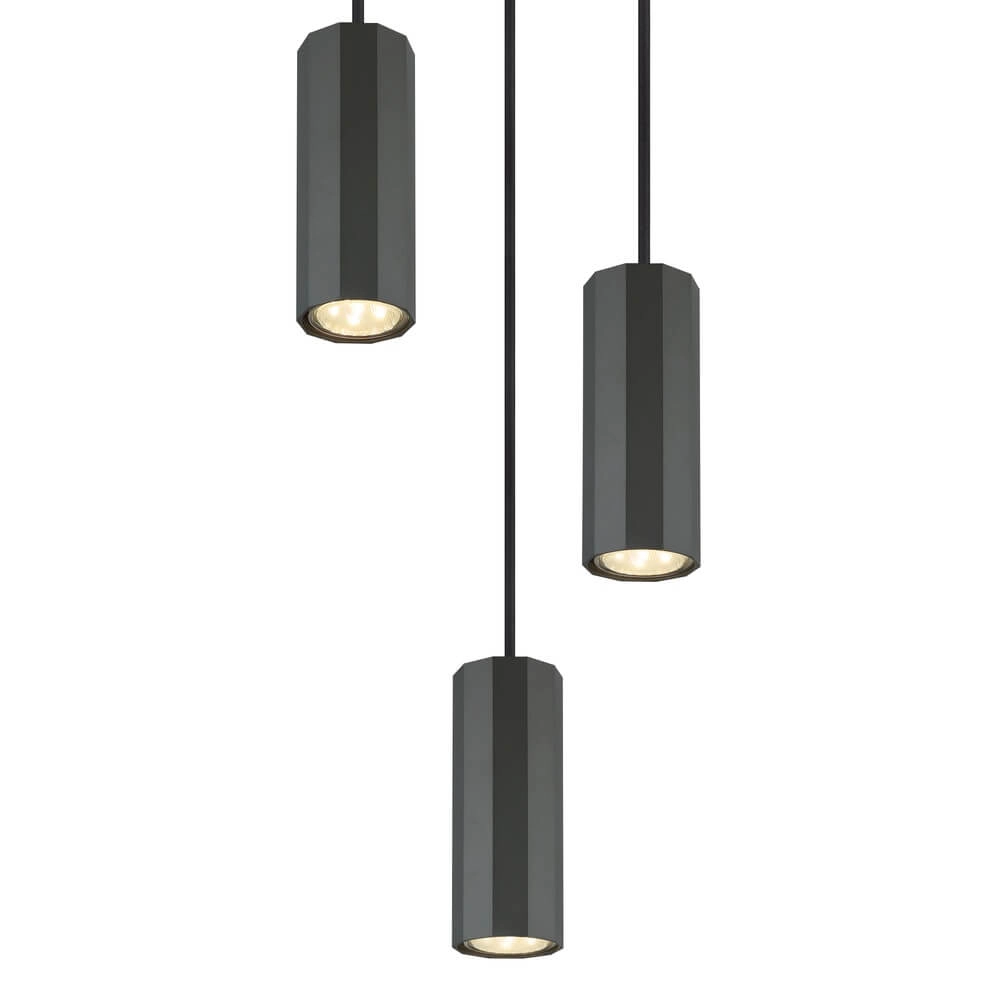 Graue Pendelleuchte James 3-flammig rund Globo 9007371453870