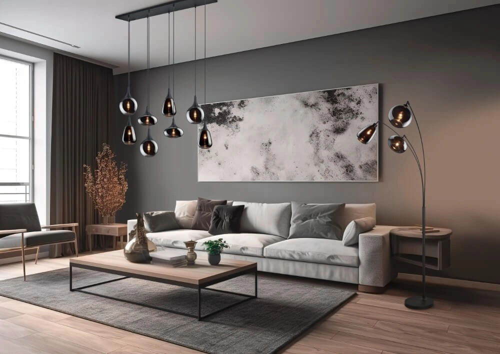 Hängelampe mit 8 Leuchten Lumina mit Rauchglas Trio 4017807542301