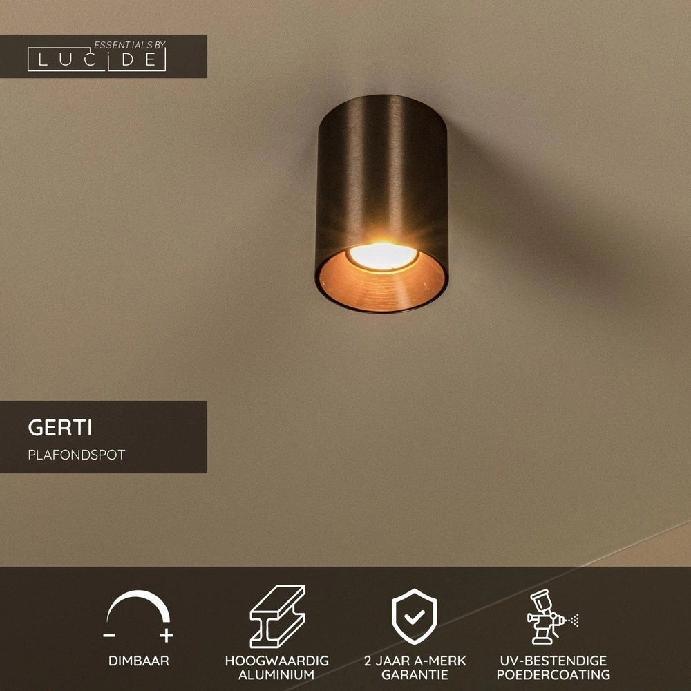 Oberflächenmontierter Spot Gerti Kaffeebraun Lucide 5411212094339