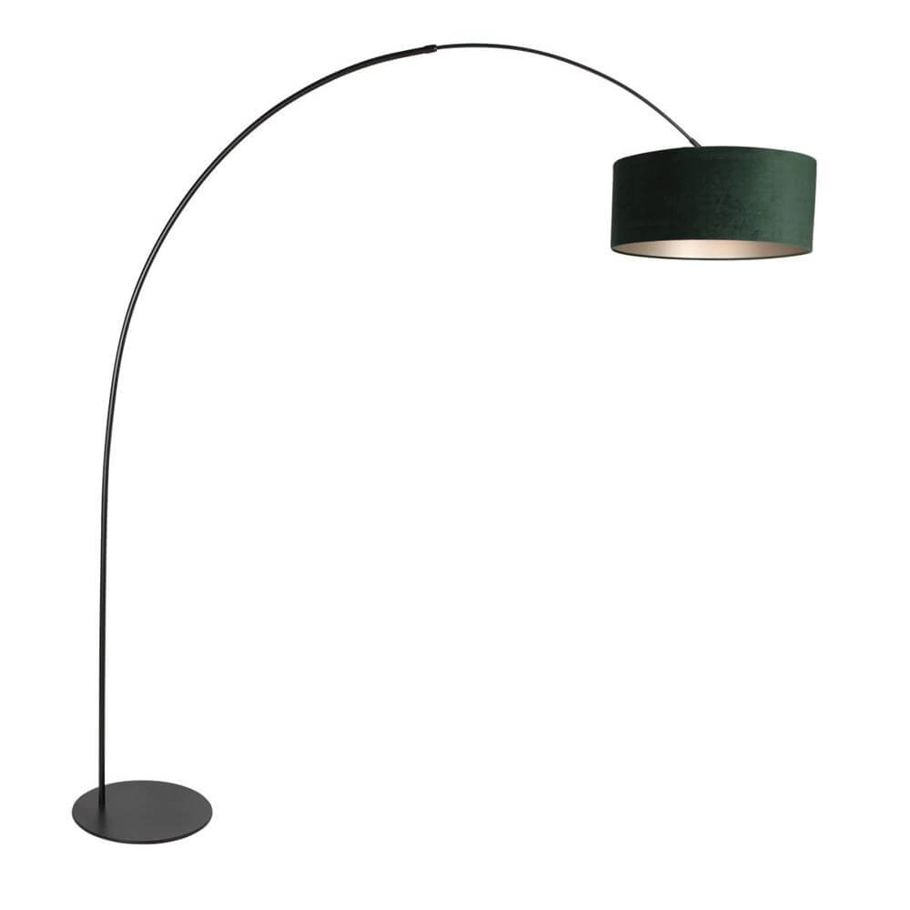 Stehlampe Curve schwarz mit grünem Schirm Ø 50cm