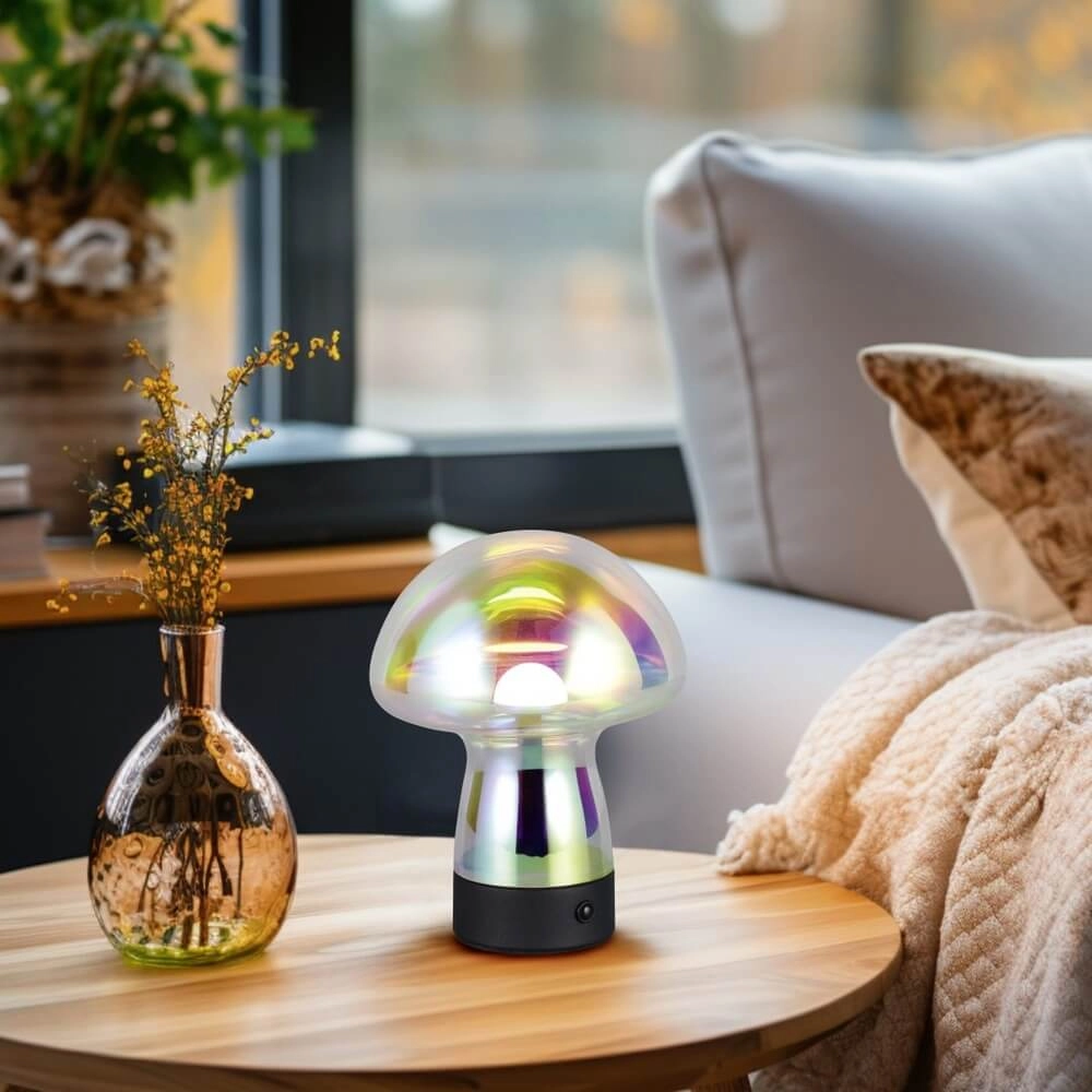Tischlampe Dooley wiederaufladbar mit farbigem Glas Trio 4017807643237