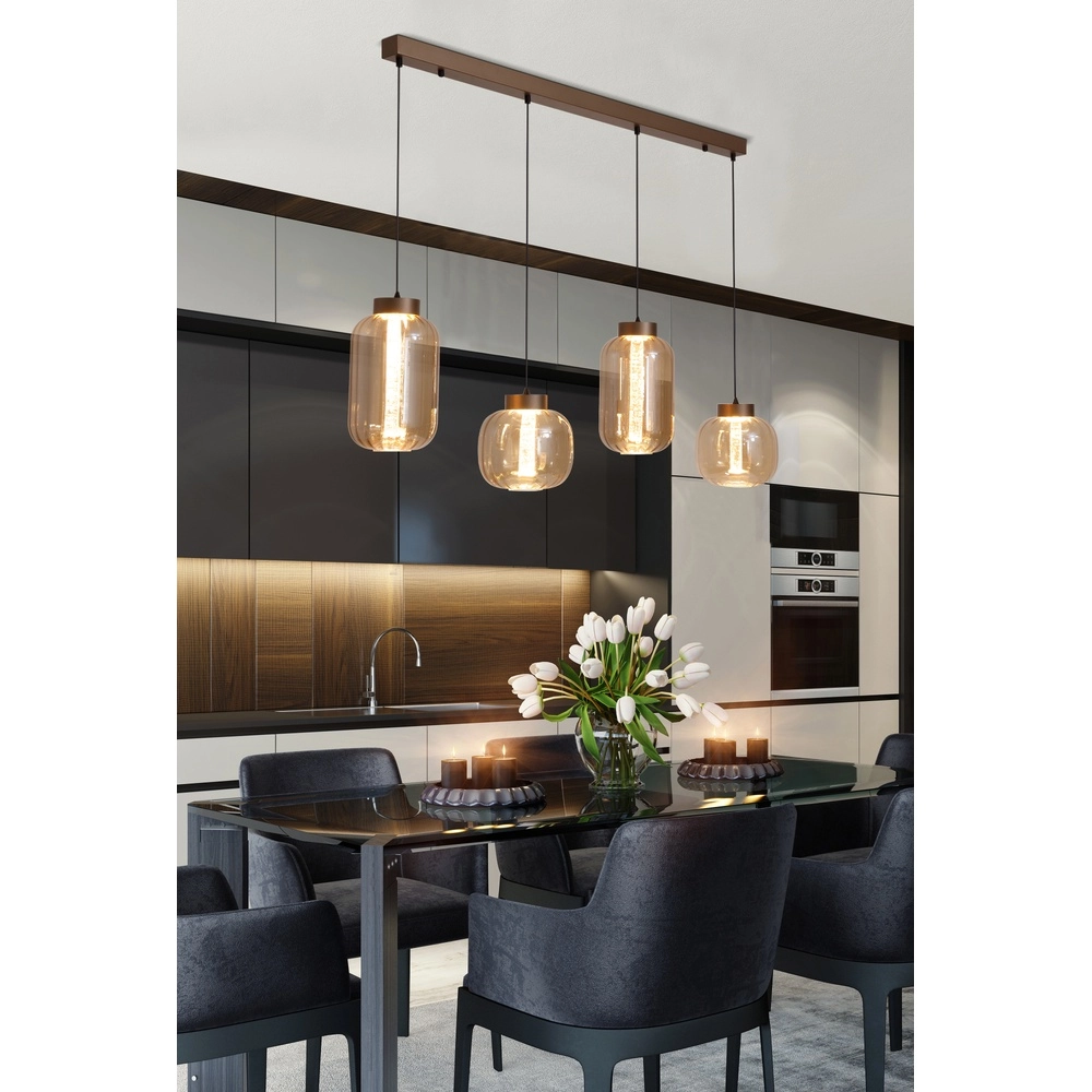 Design-Pendelleuchte Lille mit Braunglas Searchlight 5053423299457