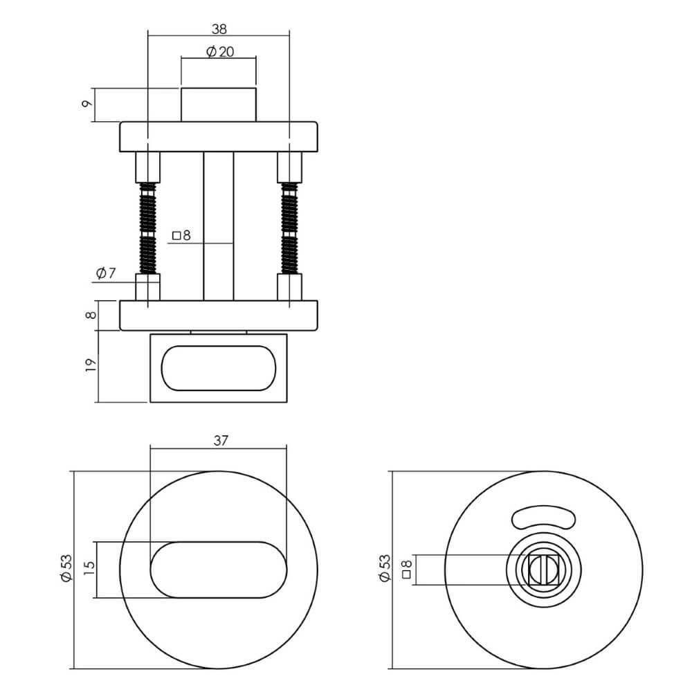Verschluss der Toilette Tira mit rundem Grat aus Edelstahl Intersteel 8714186490846