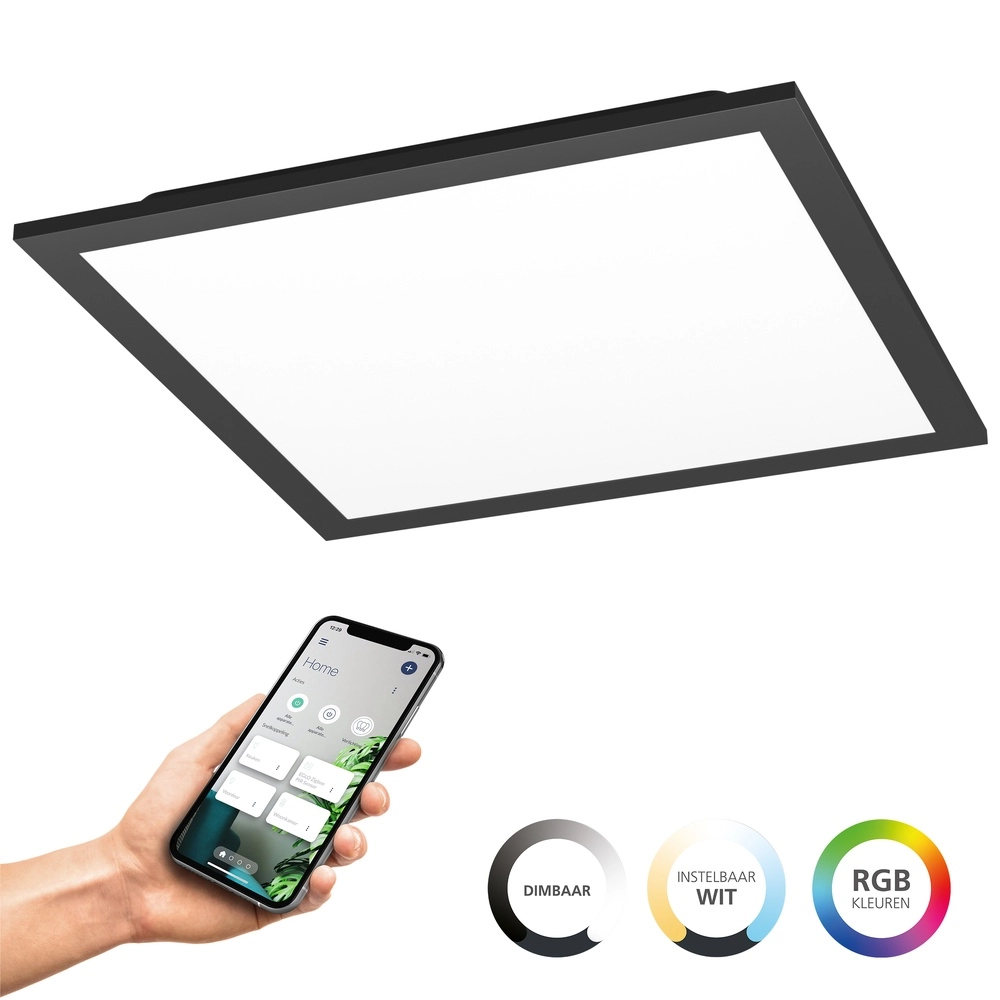 Smarte Deckenleuchte Moradillo-Z schwarzes Quadrat 29,5cm Eglo 9008606342105