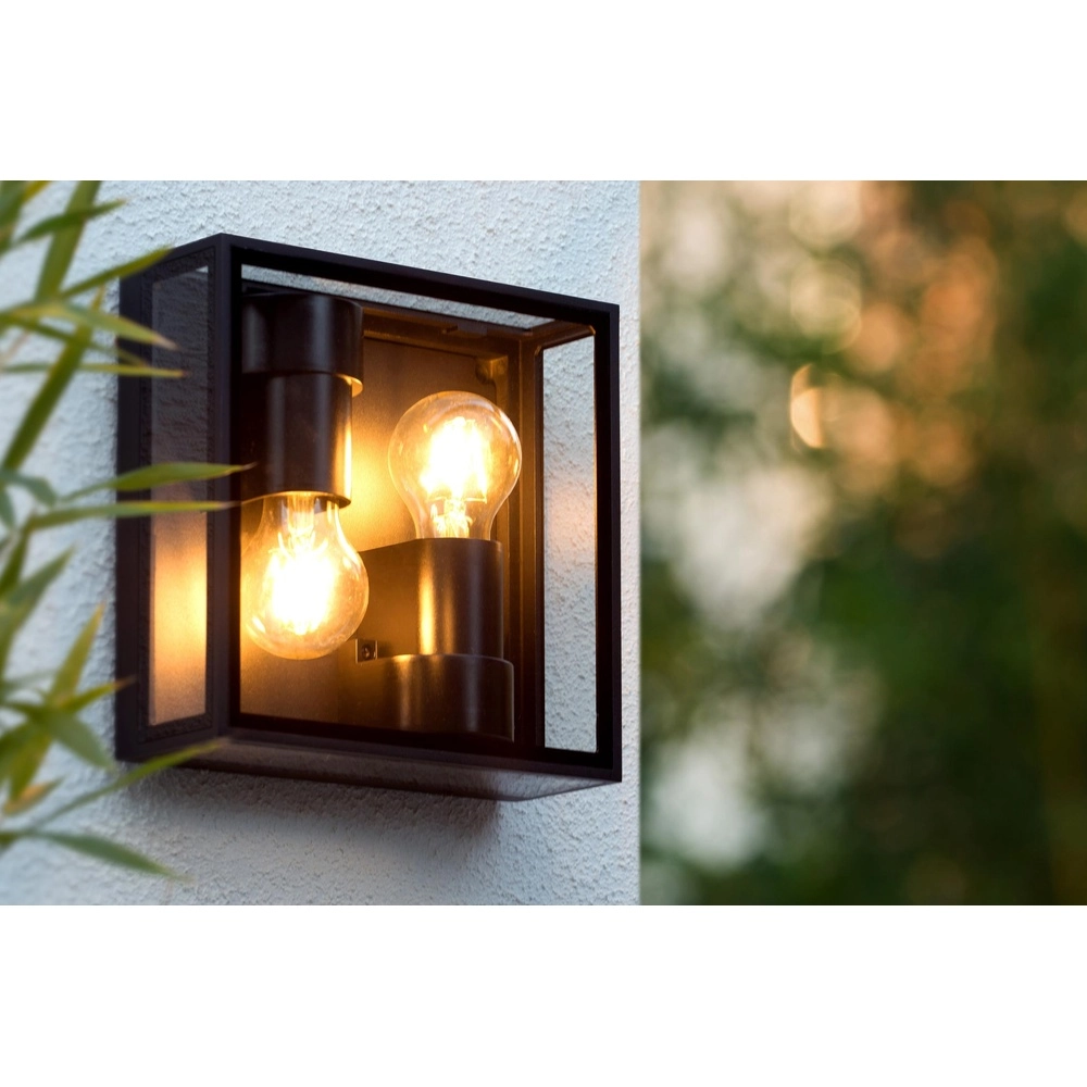 Design-Wandlampe Dukan IP65 schwarzes Doppel Lucide 5411212151889