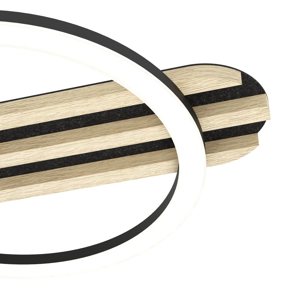 Moderne Deckenlampe Cembrano Schwarz mit Holz 73 cm Eglo 9008606388172