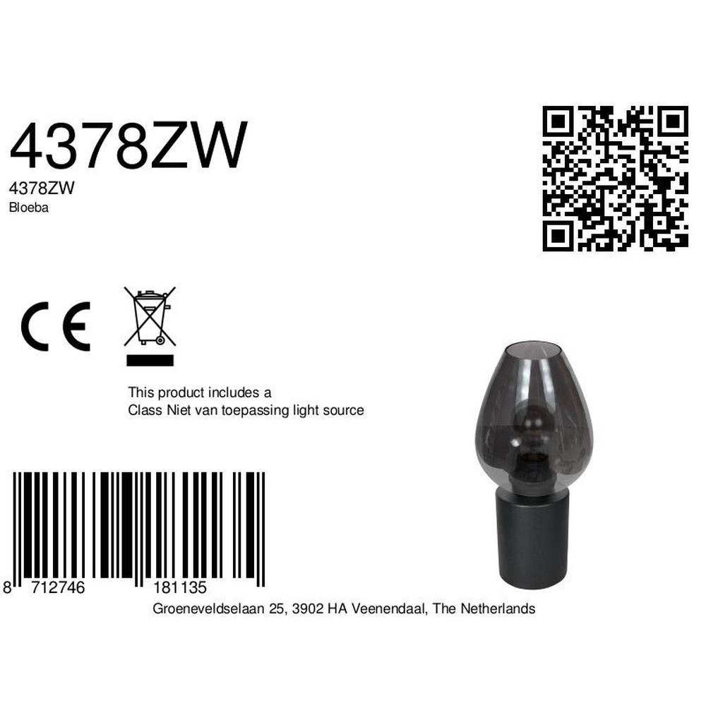 Tischlampe Bloeba Rauchglas Ø 15cm Steinhauer 8712746181135