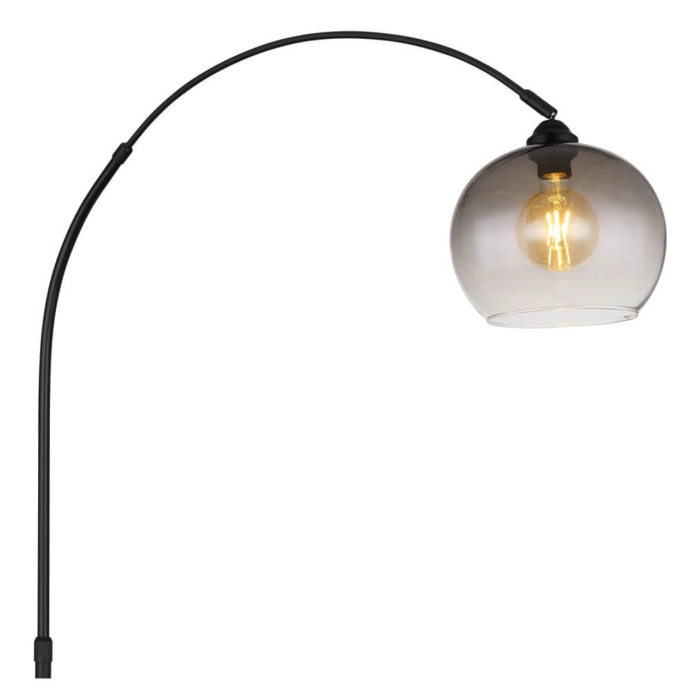Schwarze Bogenlampe Newcastle Glühbirne Rauchglas Globo 9007371454228